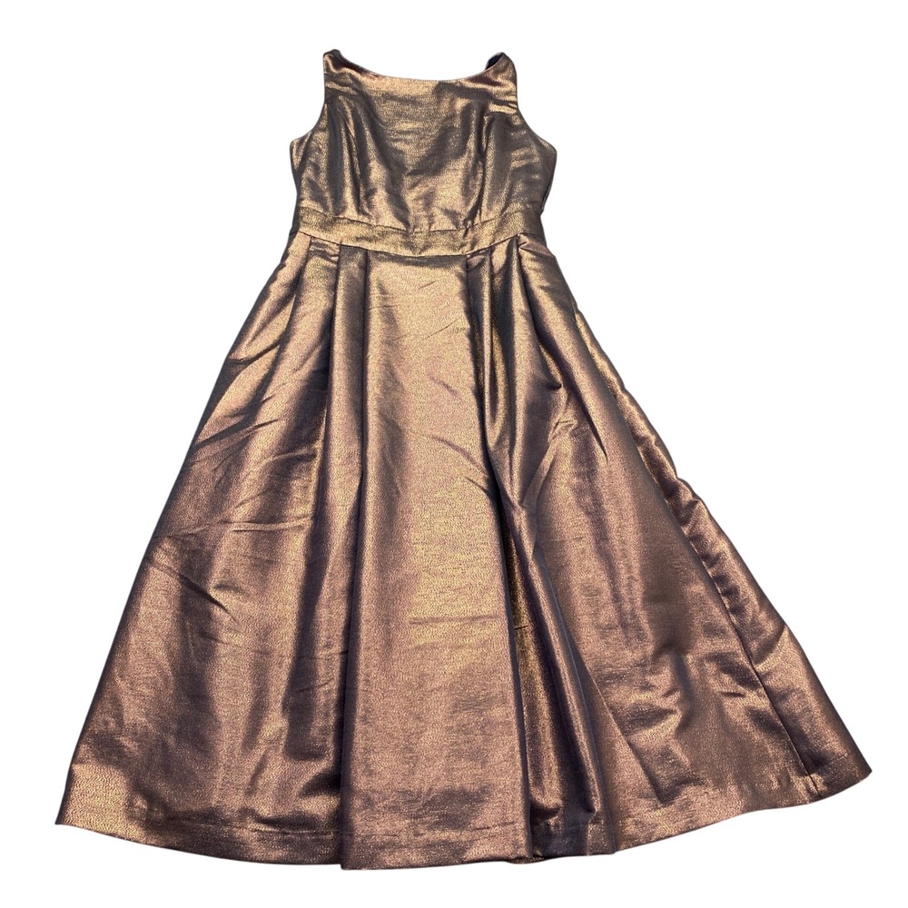 Boden Metallic Bronze Fit and Flare Midi Dress D0104 Sz 8 NEW Festive Fairy-core